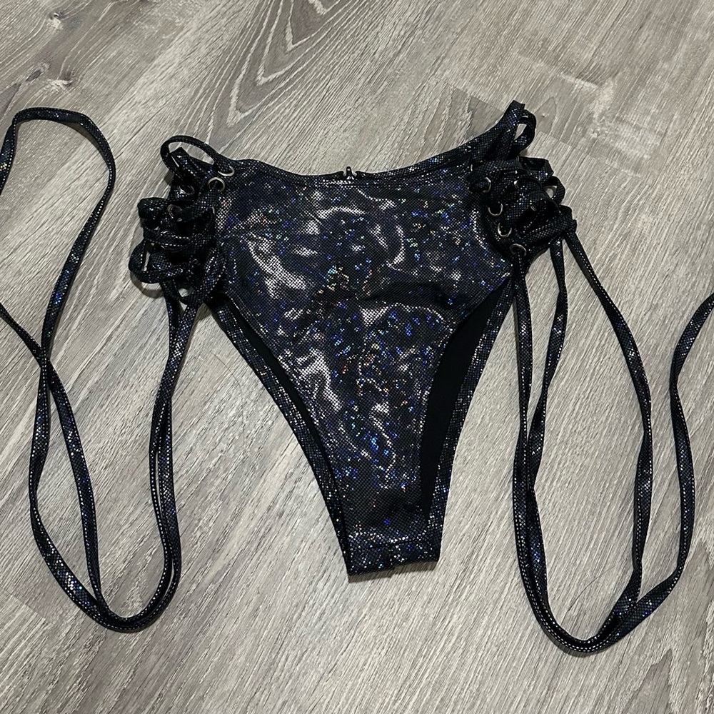 Womens J. Valentine Side Lace-Up Holographic Rave Bottoms